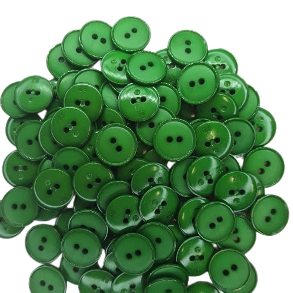 Narrow Rim 2 Hole Button Shiny/Matt - 18mm - Emerald [LB28.2]