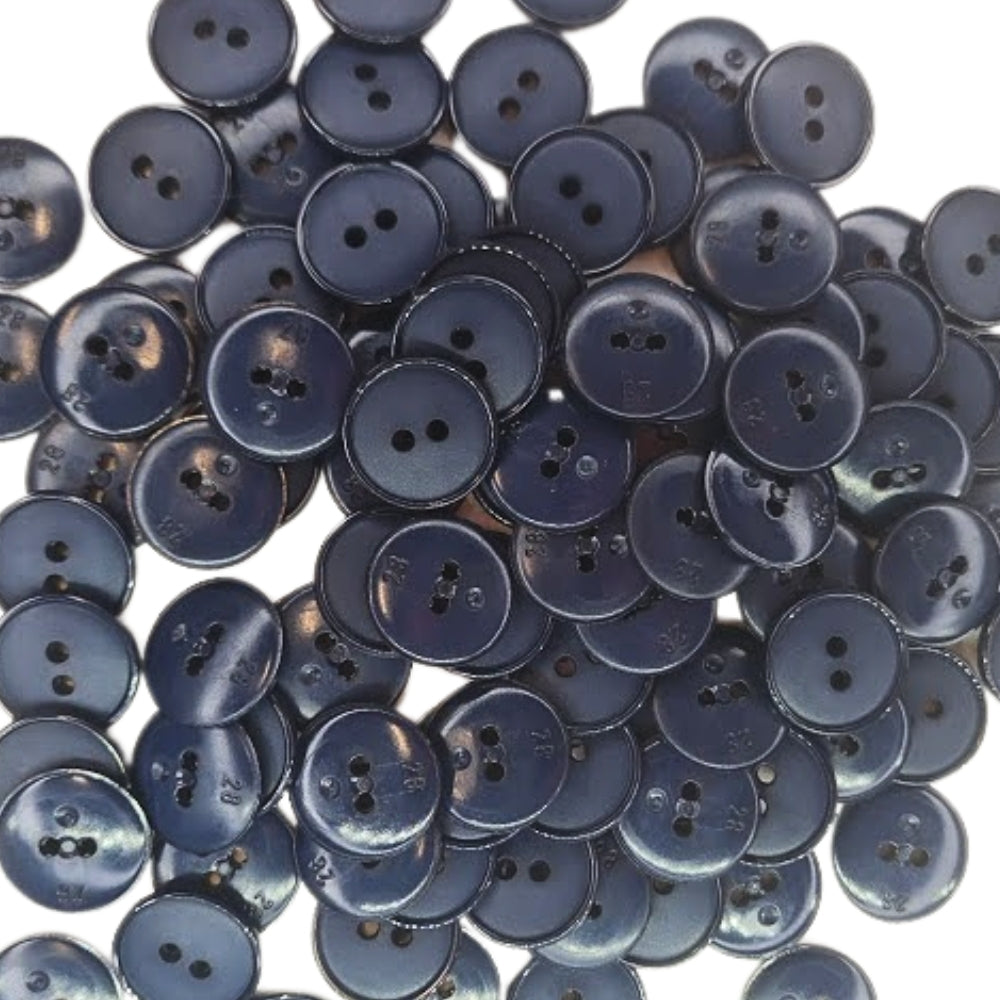 Narrow Rim 2 Hole Button Shiny/Matt - 18mm - Navy [LB28.1]