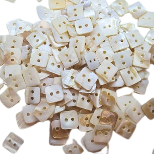 2 Hole Square Freshwater Shell Button - 12mm - Natural [LB40.5]