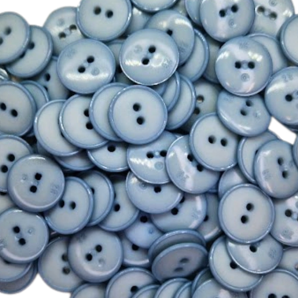 Narrow Rim 2 Hole Button Shiny/Matt - 18mm - Pale Blue [LB30.7]