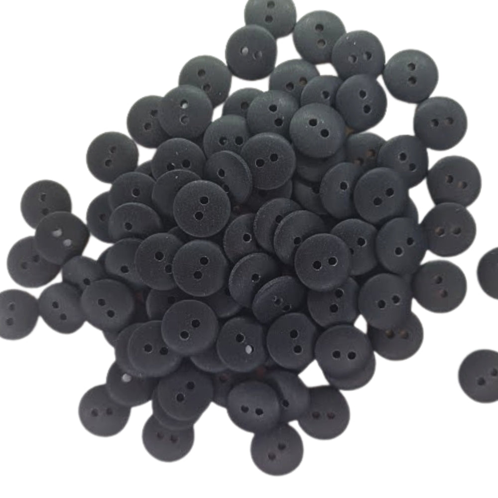 2 Hole Round Matt Button - 11mm - Black [LC12.8]