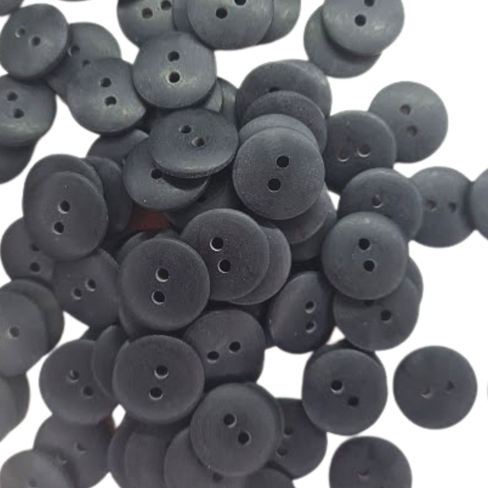 2 Hole Round Matt Button - 15mm - Black [LB29.1]