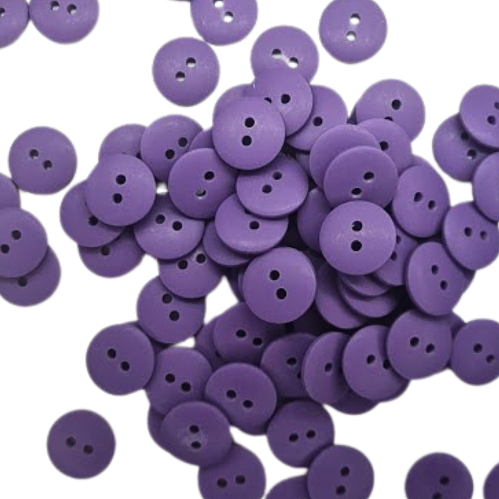 2 Hole Round Matt Button - 15mm - Purple [LB27.8]