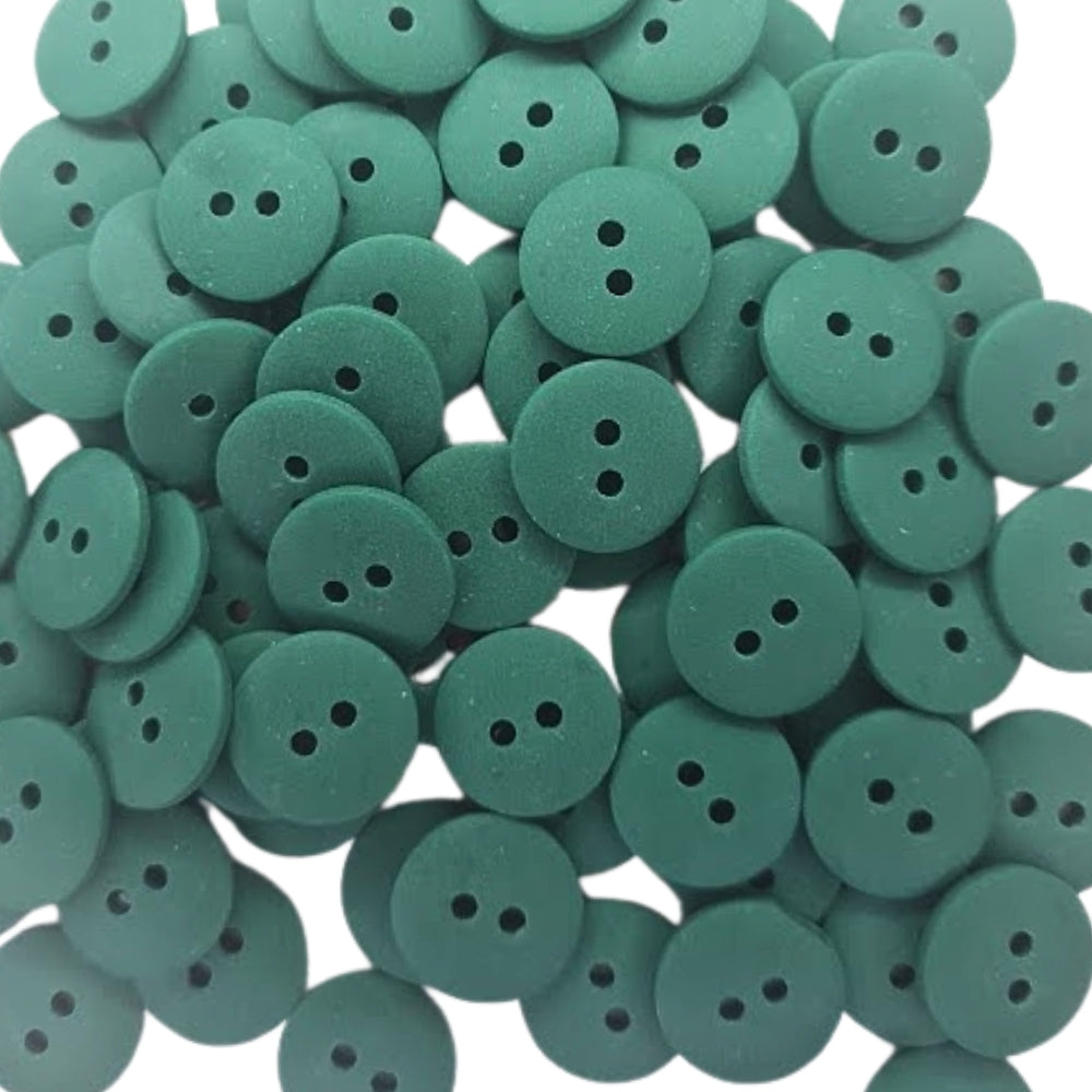 2 Hole Round Matt Button - 15mm - Green [LB23.8]