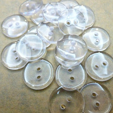 Plain Transparent 2 Hole Resin Button - 12mm - Transparent [LA34.1]