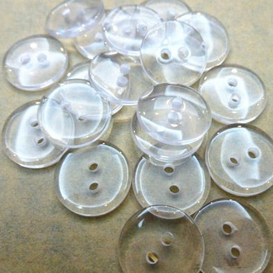 Plain Transparent 2 Hole Resin Button - 18mm - Transparent [LA33.5]