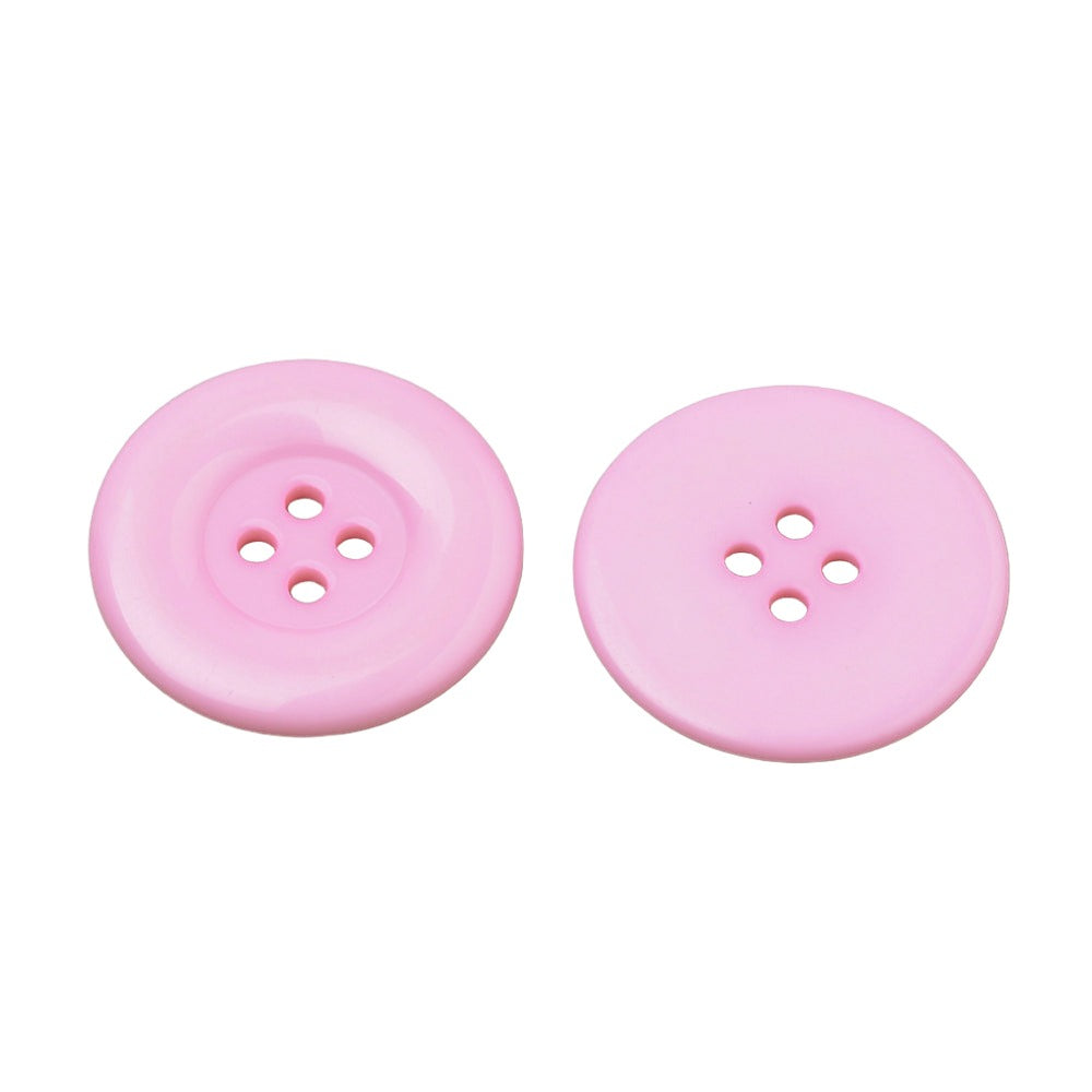 4 Hole Large Rim Plastic Button - 35mm - Pink [LD31.3]