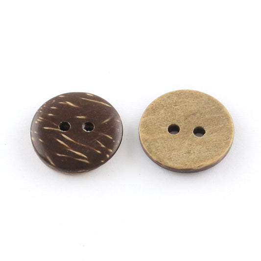 2 Hole Round Coconut Button - 15mm