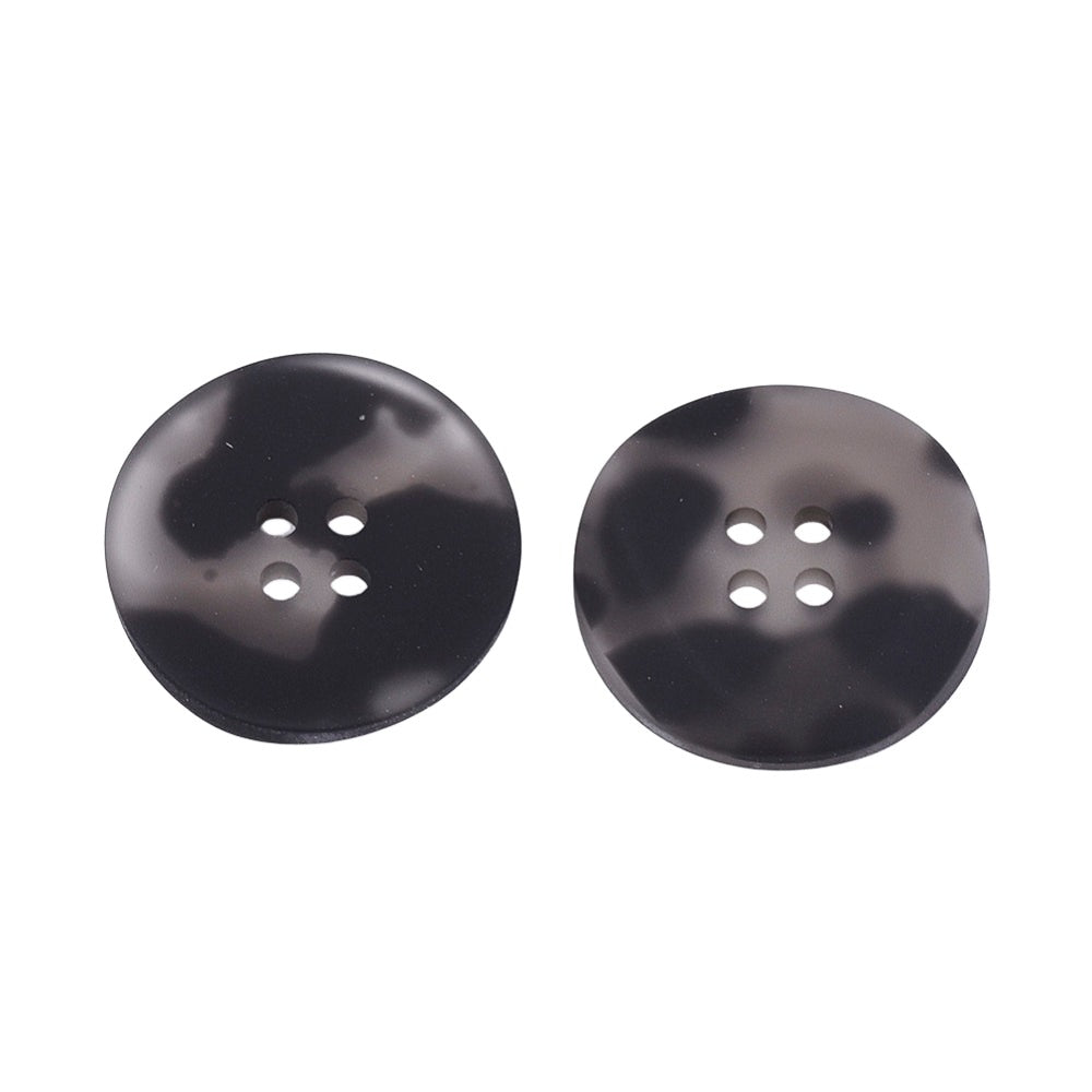4 Hole Black Speckle Plastic Button - 25mm - Black