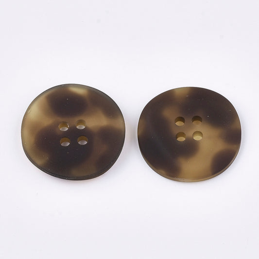 4 Hole Brown Speckle Plastic Button - 25mm - Brown
