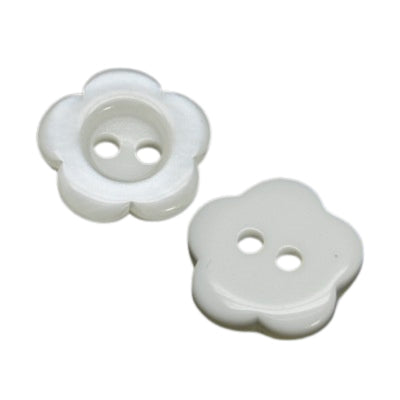 2 Hole Resin Flower Button - 12mm - White [LB4.2]