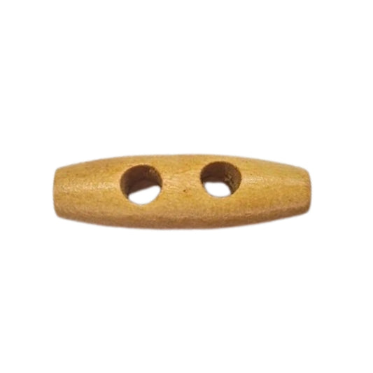 2 Hole Wooden Toggle Button - 40mm - Natural [XLA1.4]