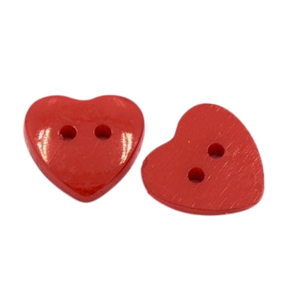 2 Hole Plastic Love Heart Button - 14mm - Red [LA30.3]