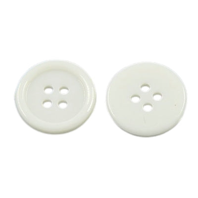 4 Hole Plastic Rimmed Button - 17mm - White [LB6.1]
