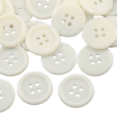 4 Hole Plastic Rimmed Button - 17mm - White [LB6.1]