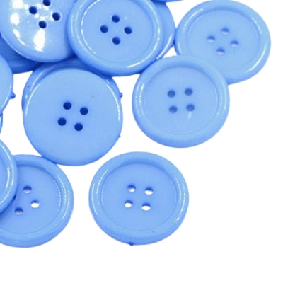 4 Hole Plastic Rimmed Button - 17mm - Cornflower [LB3.1]