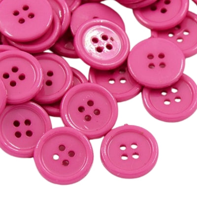 4 Hole Plastic Rimmed Button - 17mm - Hot Pink [LB2.1]