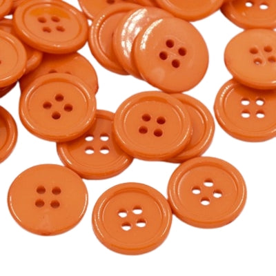 4 Hole Plastic Rimmed Button - 17mm - Orange [LB7.1]