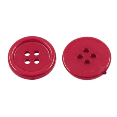 4 Hole Plastic Rimmed Button - 17mm - Dark Red [LB4.1]