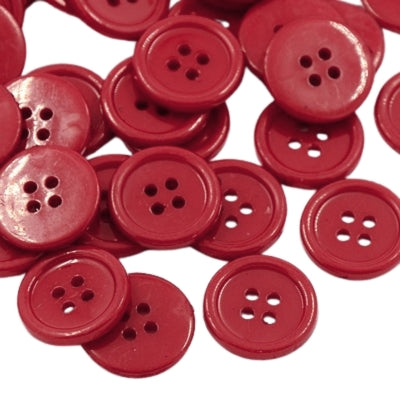 4 Hole Plastic Rimmed Button - 17mm - Dark Red [LB4.1]