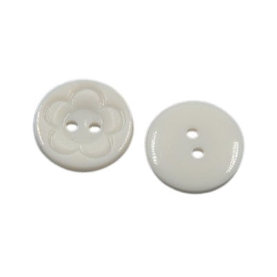 Plain 2 Hole Flower Design Plastic Button - 16mm - White [LA31.5]