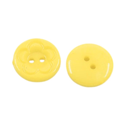 Plain 2 Hole Flower Design Plastic Button - 16mm - Yellow [LA35.5]