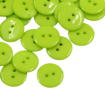 Plain 2 Hole Plastic Button - 15mm - Apple Green [LA4.1]