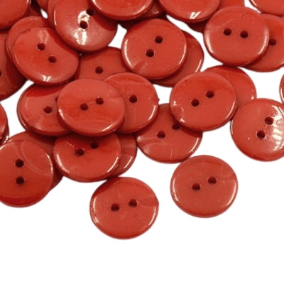 Plain 2 Hole Plastic Button - 15mm - Dark Red [LA4.4]