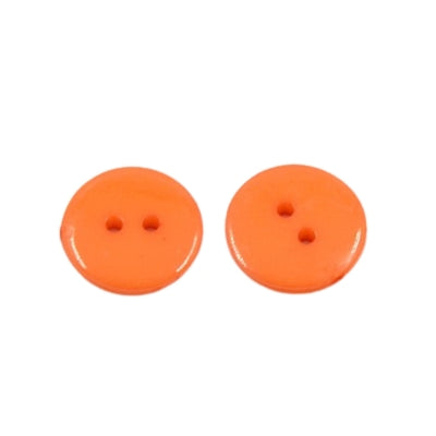 Plain 2 Hole Plastic Button - 15mm - Orange [LA3.4]