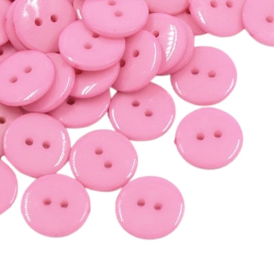 Plain 2 Hole Plastic Button - 15mm - Pink [LA3.1]