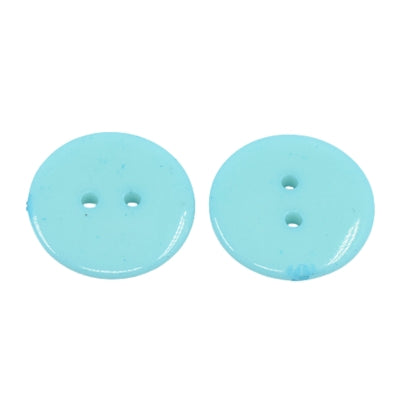 Plain 2 Hole Plastic Button - 15mm - Cyan [LA2.3]