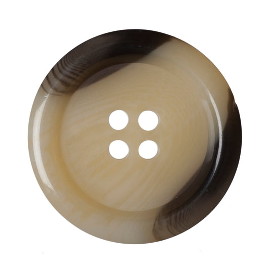 4 Hole Variegated Jacket Button - 28mm - Cream/Beige