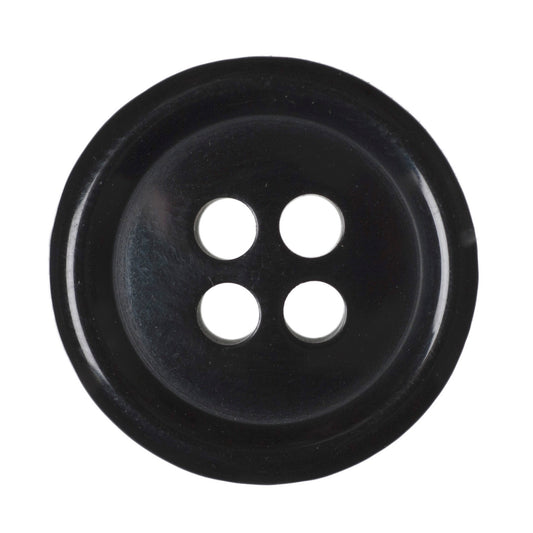 4 Hole Solid Jacket Button - 15mm - Black [LB24.8]