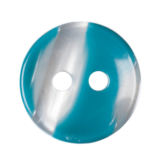 Polyester 2 Hole Stripe Buttons - 12mm - Teal [LB16.8]