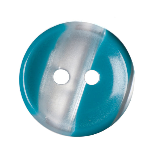Polyester 2 Hole Stripe Buttons - 15mm - Teal [LB23.4]