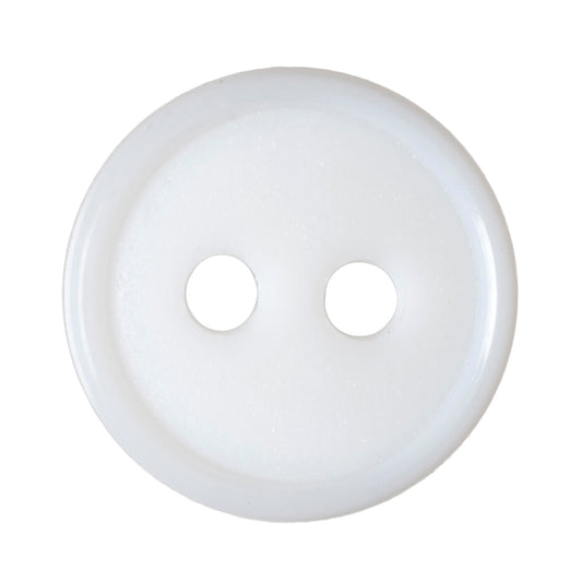 Narrow Rim 2 Hole Button Shiny/Matt - 11mm - White [LB33.1]
