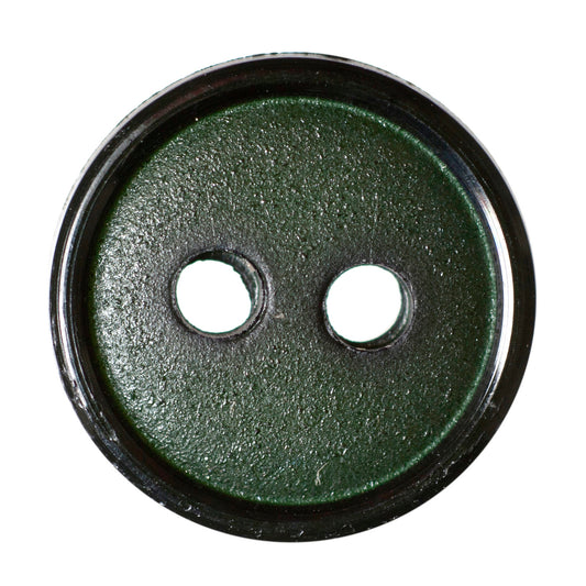 Narrow Rim 2 Hole Button Shiny/Matt - 11mm - Dark Green [LB35.1]