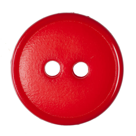 Narrow Rim 2 Hole Button Shiny/Matt - 15mm - Red [LA30.5]