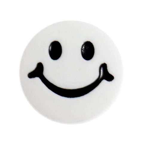 Novelty Smiley Face Shank Button - 15mm - White [LC9.4]