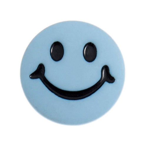 Novelty Smiley Face Shank Button - 15mm - Blue [LB36.4]