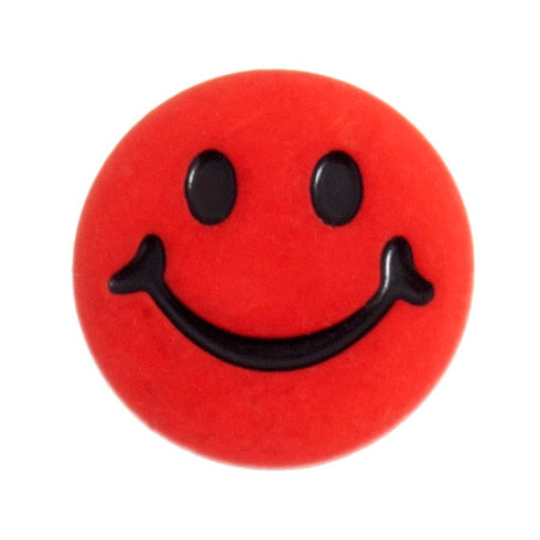 Novelty Smiley Face Shank Button - 15mm - Red [LB40.2]