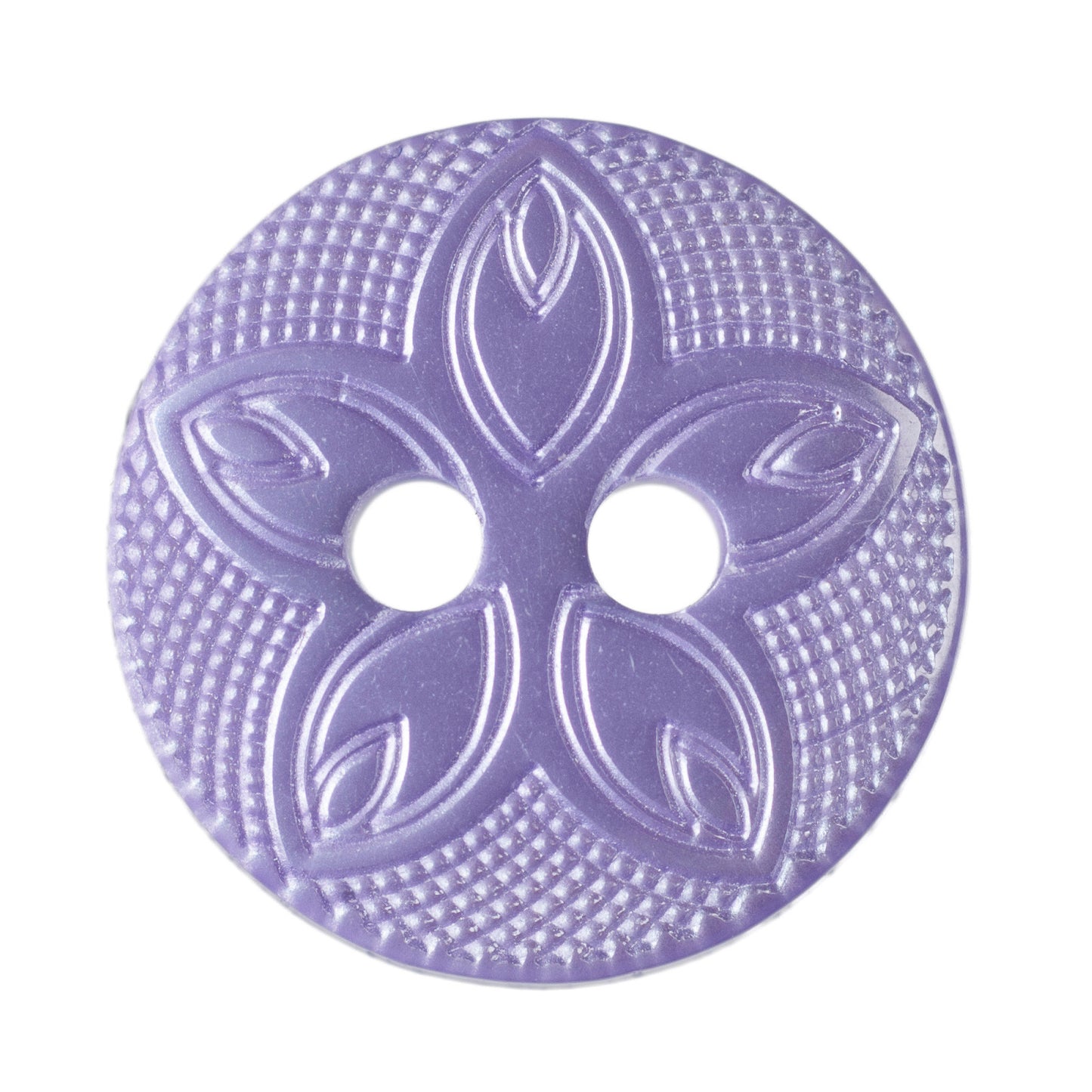 2 Hole Etched Flower Button - 12mm - Lilac