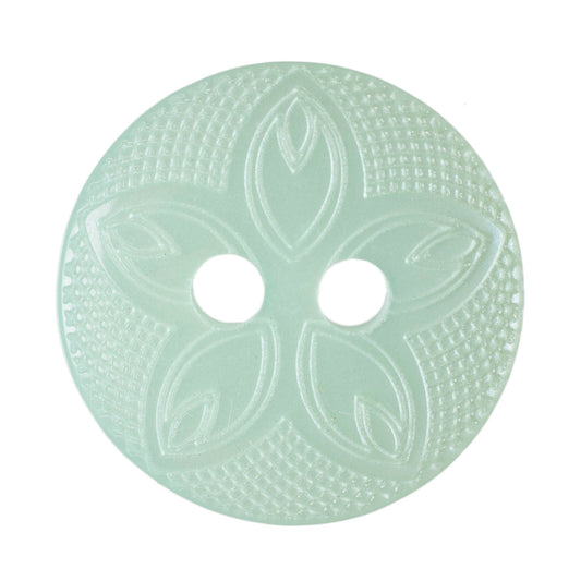 2 Hole Etched Flower Button - 12mm - Pale Green [LE28.5]