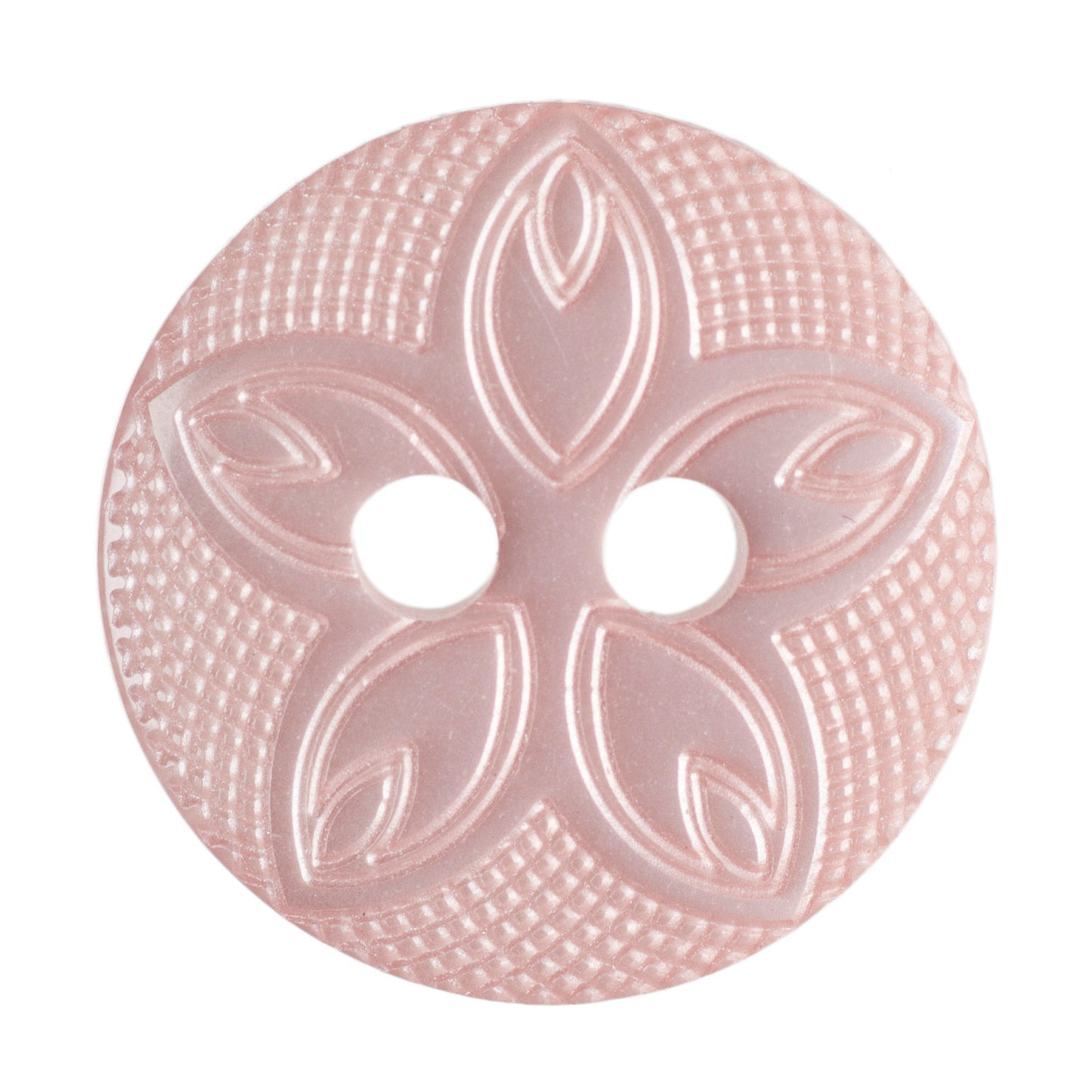 2 Hole Etched Flower Button - 12mm - Pink