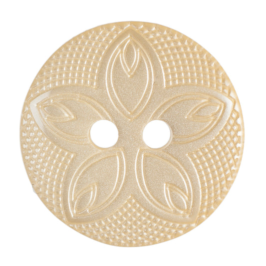 2 Hole Etched Flower Button - 15mm - Yellow [LA40.1]
