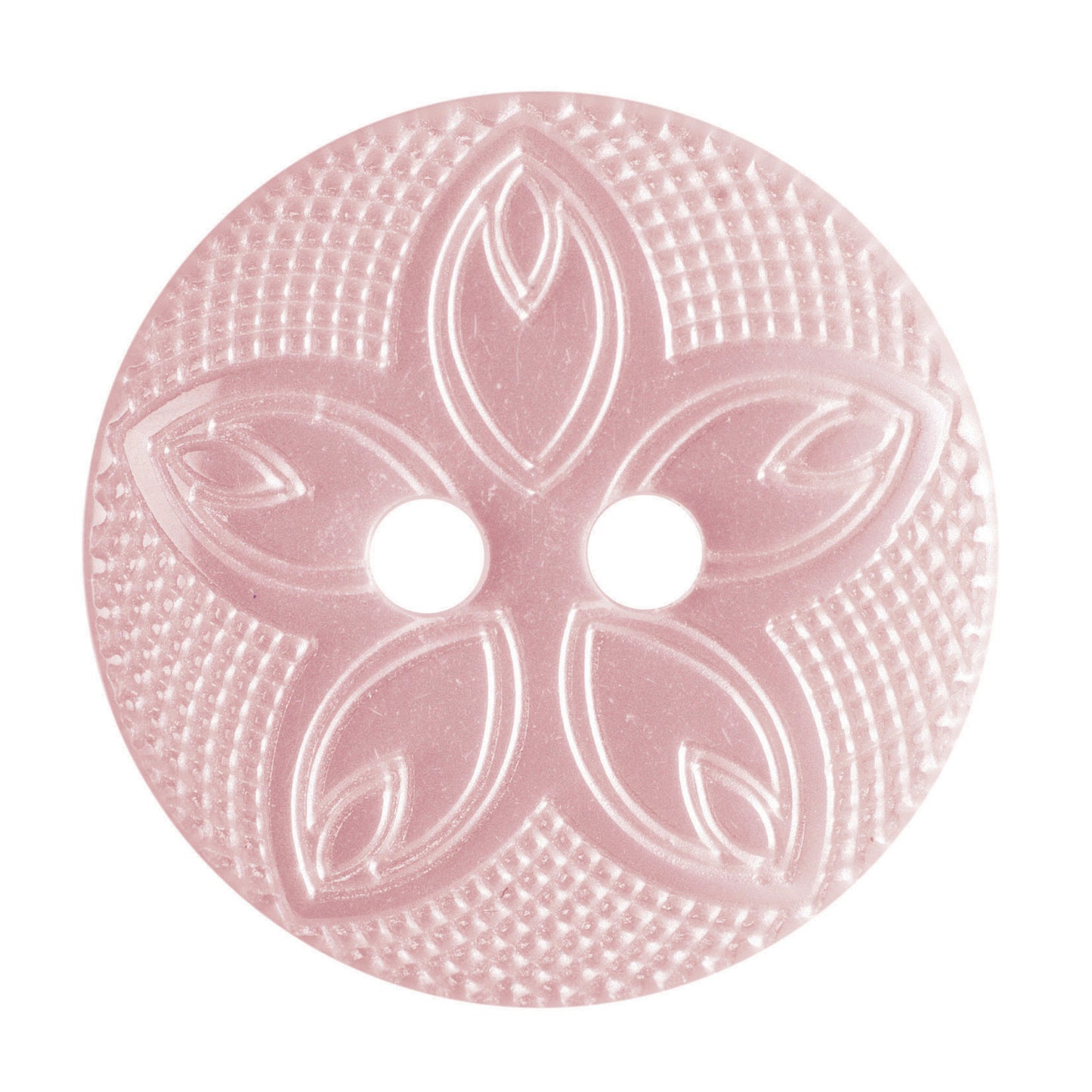 2 Hole Etched Flower Button - 15mm - Pink [LH28.5]