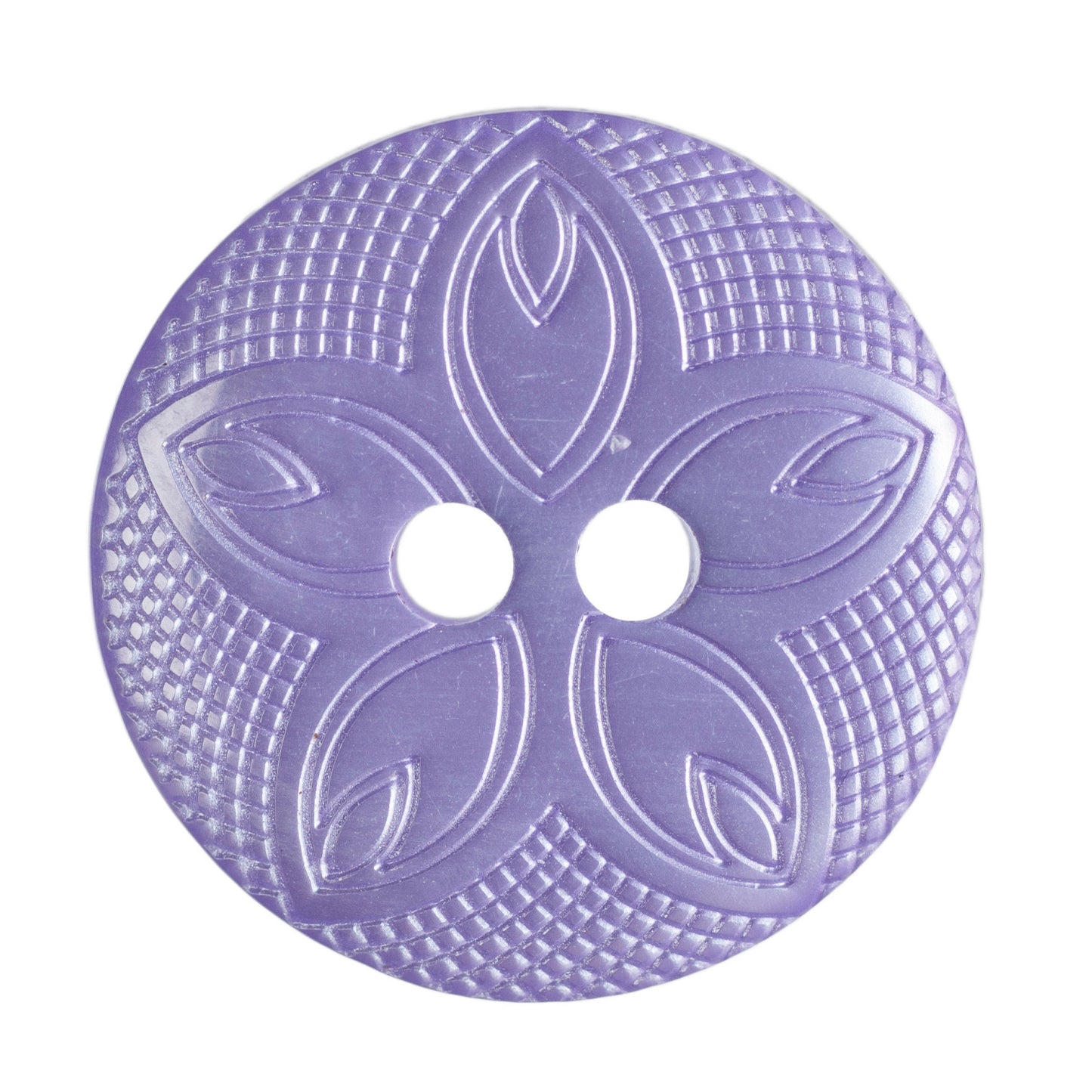 2 Hole Etched Flower Button - 18mm - Lilac
