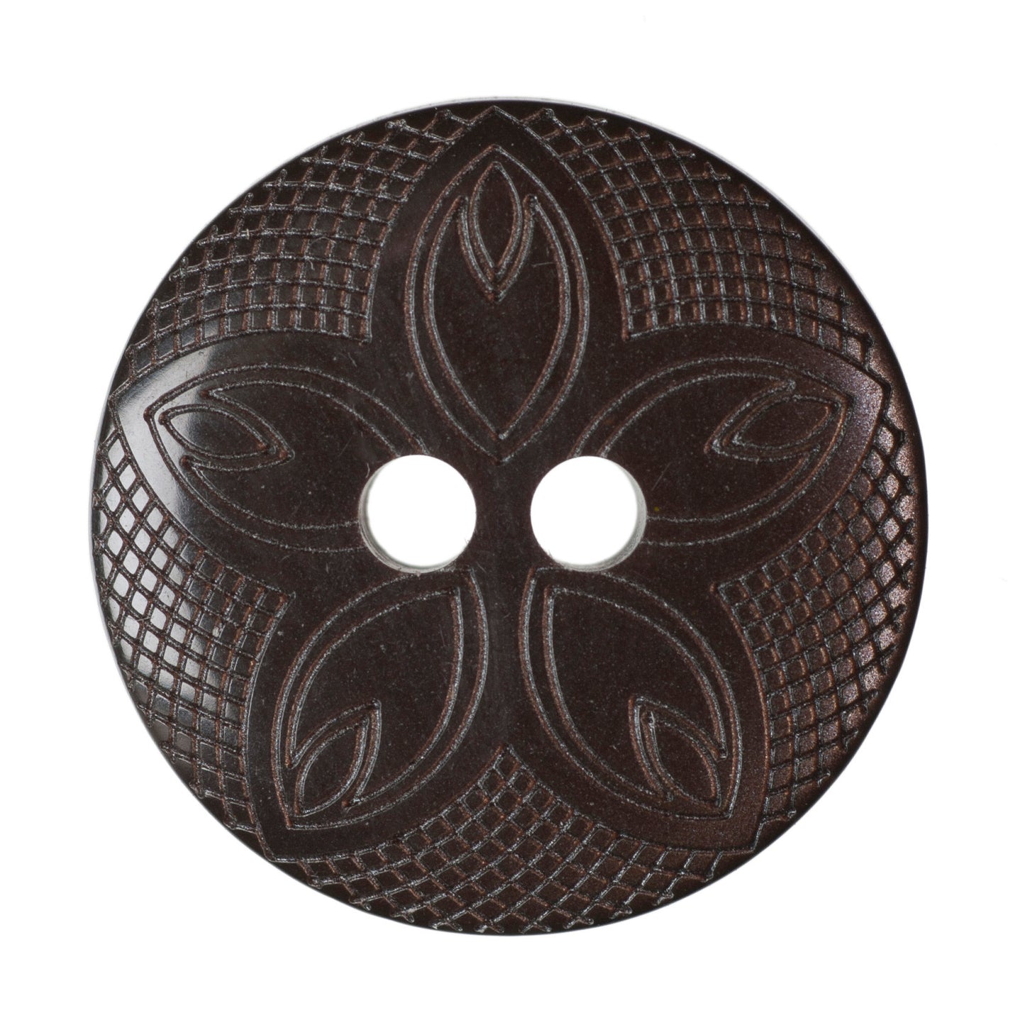 2 Hole Etched Flower Button - 18mm - Brown [LH25.2]