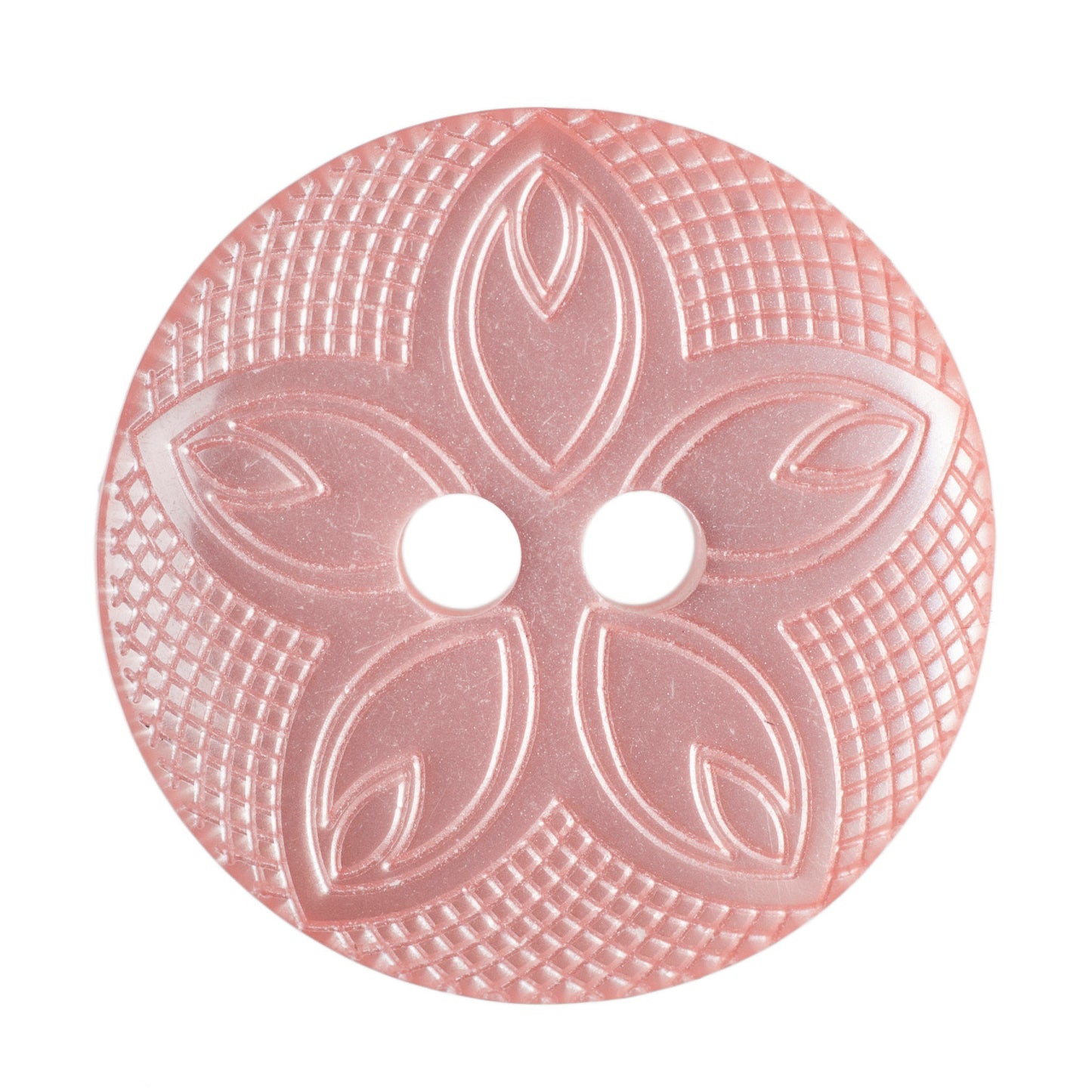 2 Hole Etched Flower Button - 18mm - Pink [LA39.4]