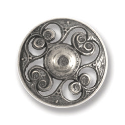 Metal Filigree Shank Button - 15mm - Antique Silver [LA36.3]